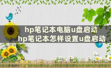 hp笔记本电脑u盘启动 hp笔记本怎样设置u盘启动